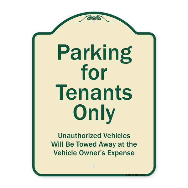 Designer Series-Parking For Tenants Only Unauthorized Vehicles Towed Away, 24" x 18", TG-1824-9939